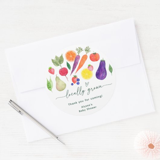 地元で育った農家市場の赤ちゃんシャワー ラウンドシール (封筒)