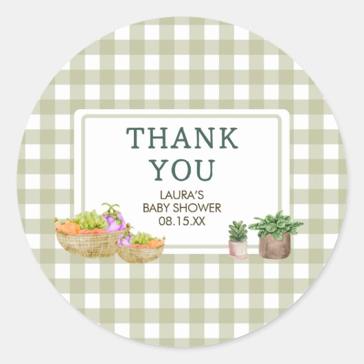 地元で育った農家市場の赤ちゃんシャワー ラウンドシール (正面)