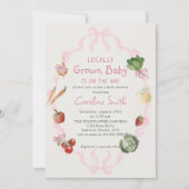 地元で育った農家市場の赤ちゃんシャワー 招待状 (正面)