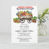 地元で育った農家市場の赤ちゃんシャワー 招待状 (スタンド正面)