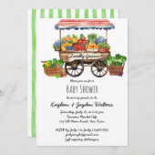 地元で育った農家市場の赤ちゃんシャワー 招待状 (正面/裏面)