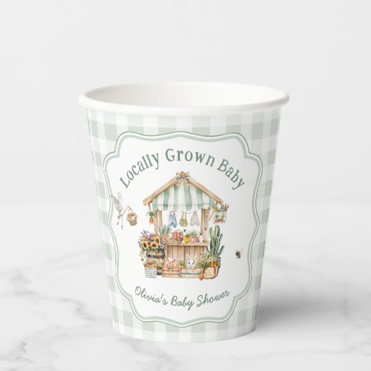 地元で育った農家市場の赤ちゃんシャワー 紙コップ (正面)