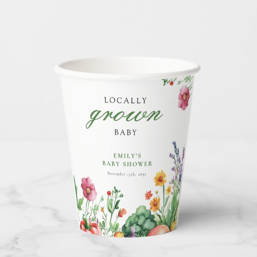 地元で育った農家市場の赤ちゃんシャワー 紙コップ (正面)