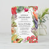 地元で育った農家市場カップル赤ちゃんシャワー 招待状 (スタンド正面)