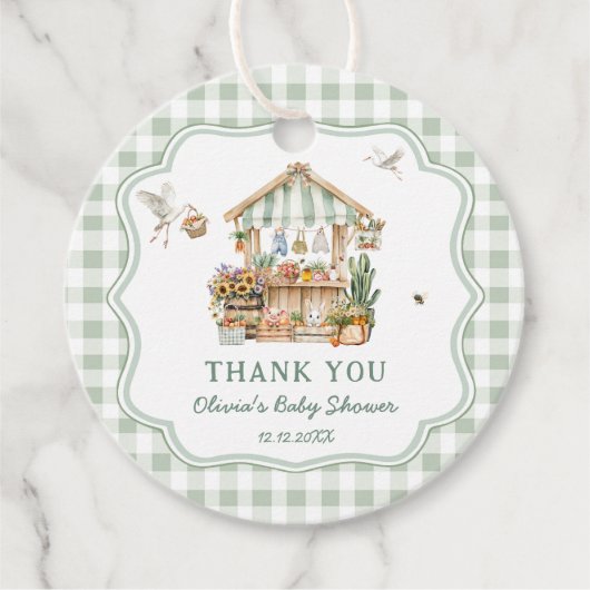 地元で育った農家市場ベビーシャワーありがとう フェイバータグ (正面)