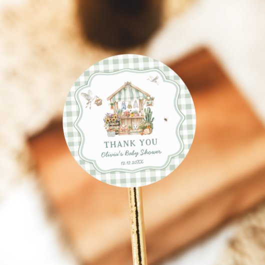 地元で育った農家市場ベビーシャワーありがとう ラウンドシール