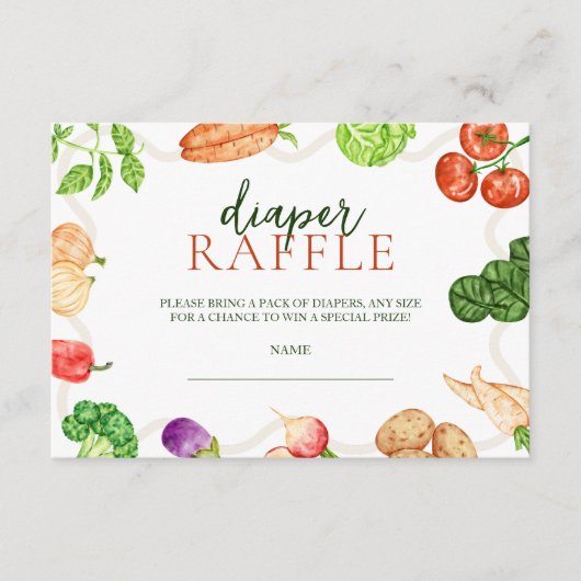 地元で育った農家市場ベビーシャワーおむつ エンクロージャーカード (正面)