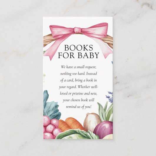 地元で育った農家市場ベビーシャワー本 エンクロージャーカード (正面)