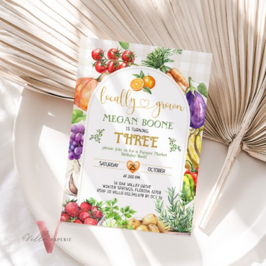 地元で育った農家市場誕生日招待状 招待状