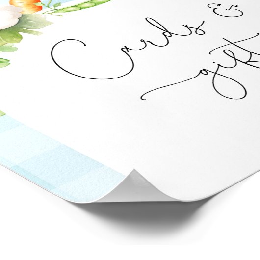 地元で育った野菜の青いカードとギフトのサイン ポスター (角)