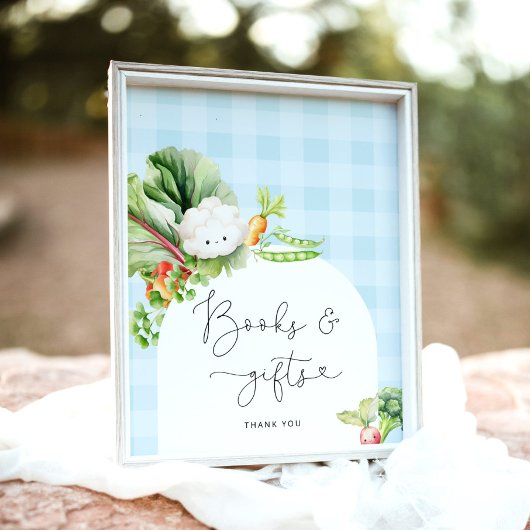 地元で育った野菜の青い本やギフトのサイン ポスター