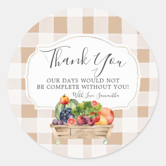 地元で育った野菜農家市場ありがとう ラウンドシール (正面)