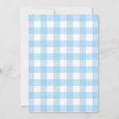 地元で育った青い少年の赤ちゃんシャワーベビー散水 招待状 (裏面)