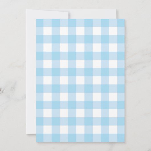 地元で育った青い少年の赤ちゃんシャワーベビー散水 招待状 (裏面)