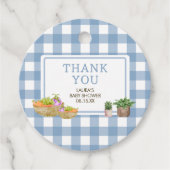 地元で育った青い農家市場ベビーシャワーラウンド フェイバータグ (正面)