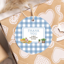 地元で育った青い農家市場ベビーシャワーラウンド フェイバータグ