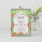 地元で育った、ファーマーズマーケットグリーンベビーシャワー 招待状 (スタンド正面)