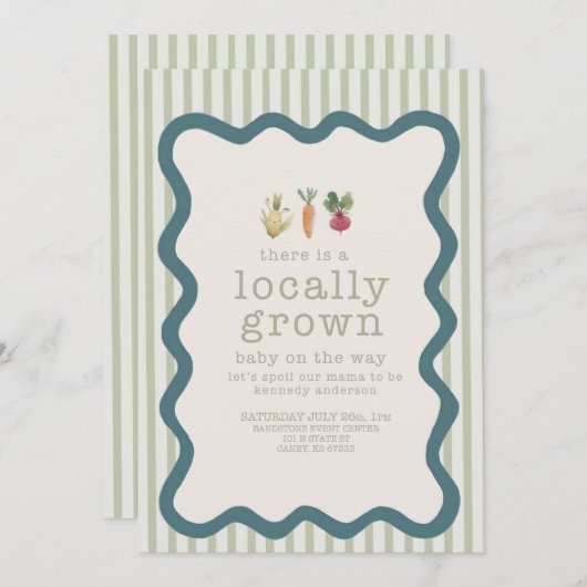地元で育てたベイビーシャワーの招待状 招待状 (正面/裏面)