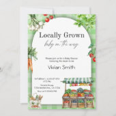 地元で育てたベイビーシャワー – かわいいファームトゥテーブル 招待状 (正面)