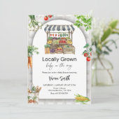 地元で育てたベイビーシャワー – かわいいファームトゥテーブル 招待状 (スタンド正面)