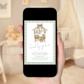 地元で育てたベイビーシャワー　 sageのギンガムスクリプト 招待状