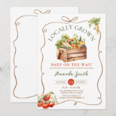地元で育てた新鮮な市場野菜のベイビーシャワー 招待状 (正面/裏面)