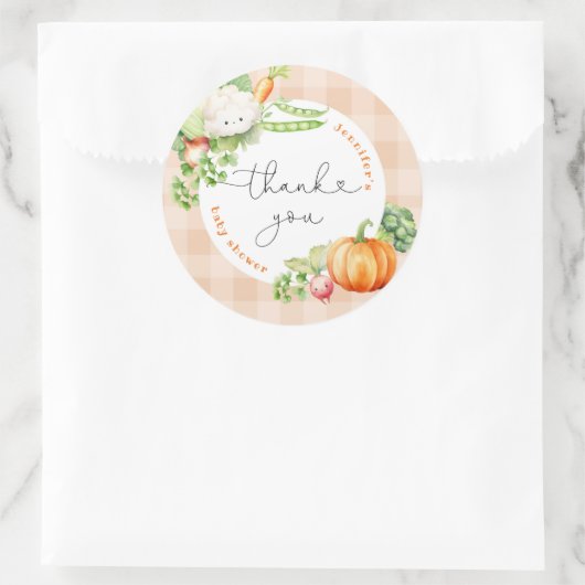 地元で育てた秋のカボチャのベイビーシャワー感謝祭 ラウンドシール (バッグ)