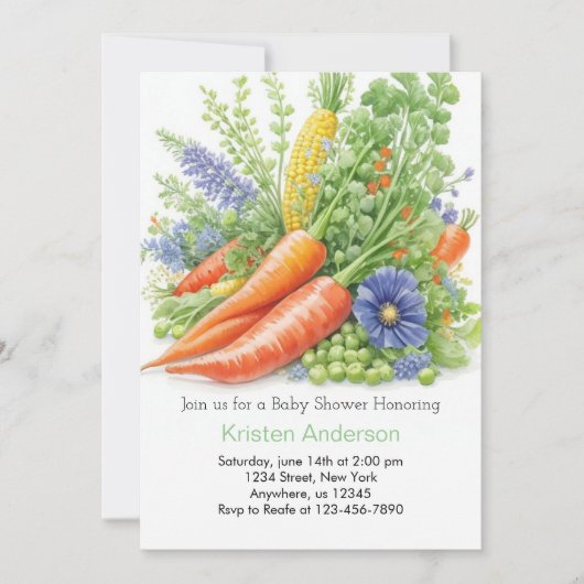 地元で育てられたキャベツパッチのベビーシャワー 招待状 (正面)