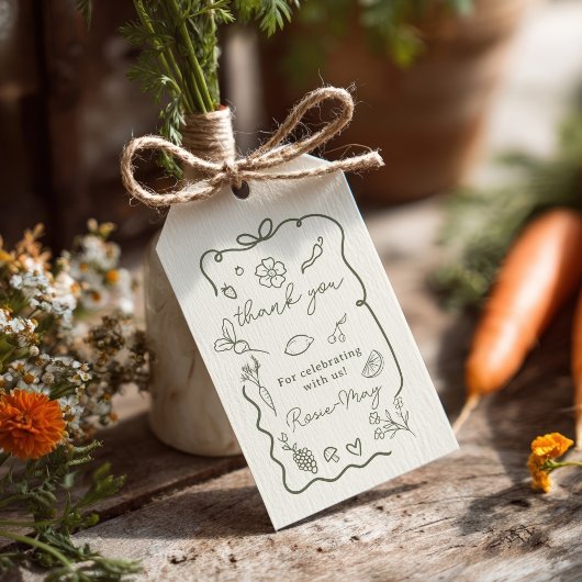 地元で育てられたベイビーシャワーのための素朴なファーマーズマーケット ギフトタグ