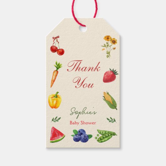 地元で育てられたベイビーシャワーの感謝の気持ちのお礼の品 ギフトタグ (正面)
