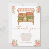 地元で育てられたベイビー ファーマーズ マーケット ベイビー シャワー サンキューカード (正面)
