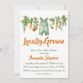 地元で育てられたヴィンテージ ファーム ガーデン ベイビー シャワー 招待状 (正面)