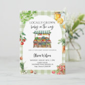 地元で育てられた小さな命が誕生します - 素朴なファームテーマ 招待状 (スタンド正面)