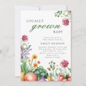 地元で育てられた少女たちによるファーマーズマーケットのベビーシャワー 招待状 (正面)