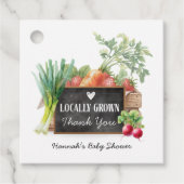 地元で育てられた水彩ベイビーシャワーの感謝メッセージ フェイバータグ (正面)