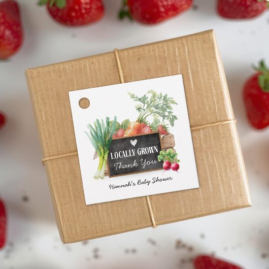 地元で育てられた水彩ベイビーシャワーの感謝メッセージ フェイバータグ