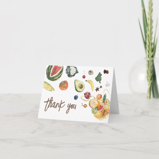 地元で育てられた赤ちゃんのファーマーズマーケットベイビーシャワー サンキューカード (正面)