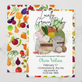 地元で育てられた農家の市場ベビーシャワー 招待状 (正面/裏面)