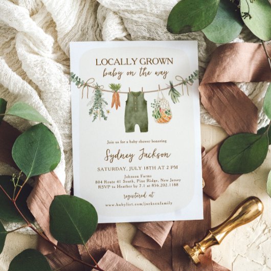 地元で育てられた農家の市場ベビーシャワー 招待状