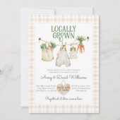 地元で育てられた農家の市場ボホベイビーシャワー 招待状 (正面)