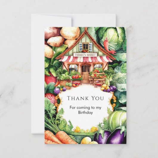 地元で育てられた農家の市場誕生日 サンキューカード (正面)