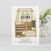 地元で育てられた農家の市場 店 ベビーシャワー 招待状 (スタンド正面)