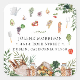 地元で育てられた農家の市場 返送先ラベル スクエアシール