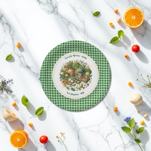 地元で育てられた - ギンガムマーケットハーベストバースデー ペーパープレート