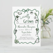 地元で育てられた 手描きの弓のぎざぎざ ベビーシャワー 招待状 (スタンド正面)