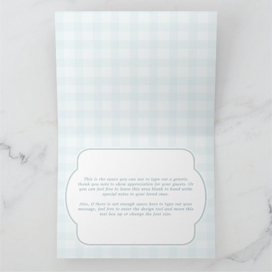 地元で育男女兼用った赤ちゃんシャワー折り畳み サンキューカード (内部)