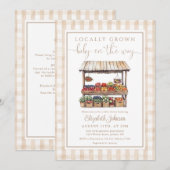 地元で育男女兼用ったQRコード赤ちゃんシャワー 招待状 (正面/裏面)