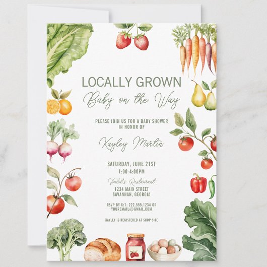 地元で育素朴ったファーマーズマーケットの赤ちゃんシャワー 招待状