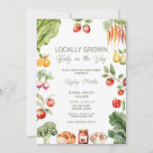 地元で育素朴ったファーマーズマーケットの赤ちゃんシャワー 招待状 (正面)