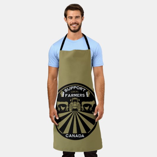 地元のカナダ農作物を支援する エプロン (着用した状態)